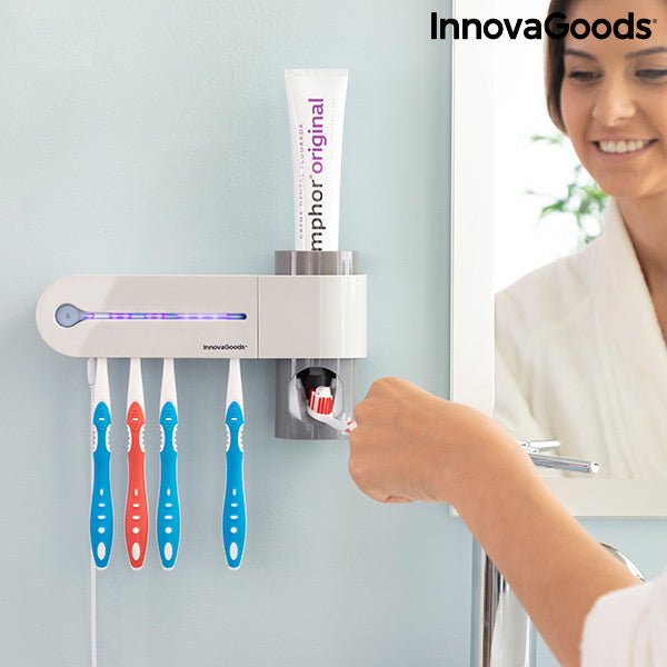 Stérilisateur Brosse à Dents UV avec Support et Distributeur de Dentifrice Smiluv